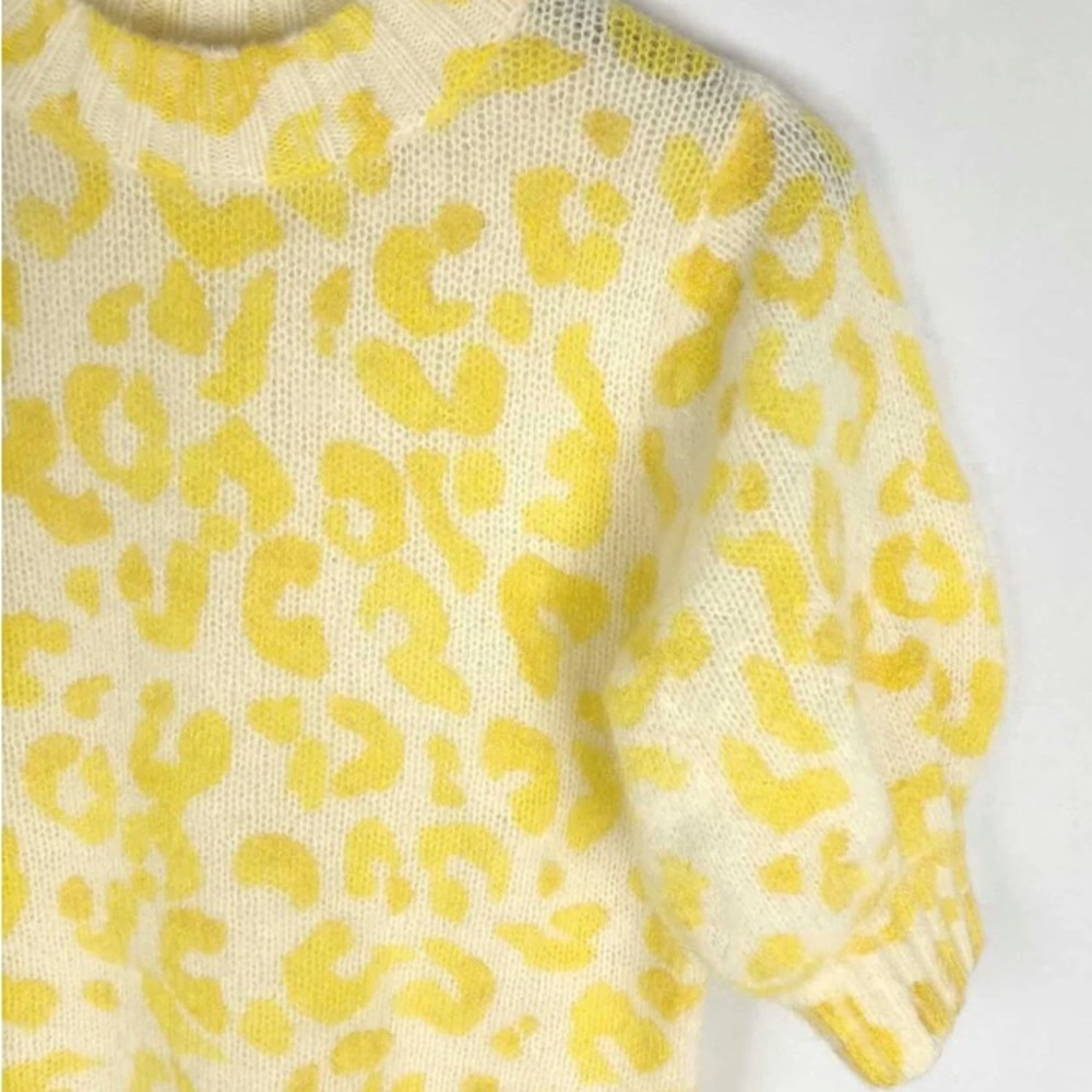 Sezane Yellow Animal Print Sweater - Picture 2 of 6